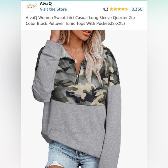 AlvaQ women’s pull over gray and camo size medium - Picture 4 of 4